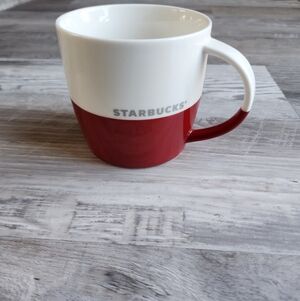 Starbucks 2011 Red White Coffee Mug 16oz Bone China Tea Cup